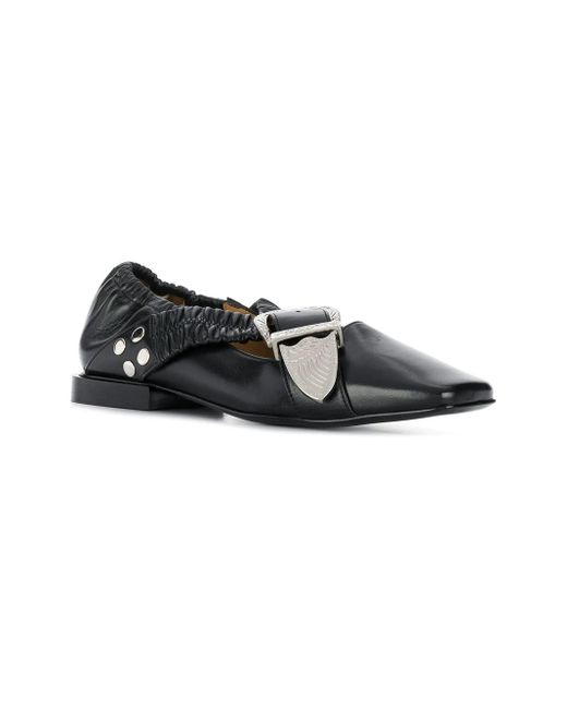 Toga Black Buckle-Fastening Ballerina Shoes