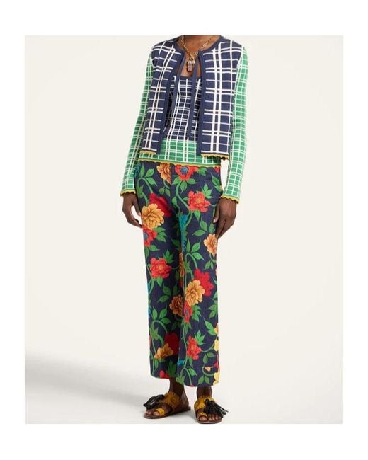 LaDoubleJ Blue Tie Front Checked Cardigan