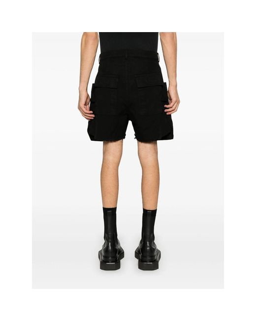 Rick Owens Black Bermuda Cargo Shorts for men