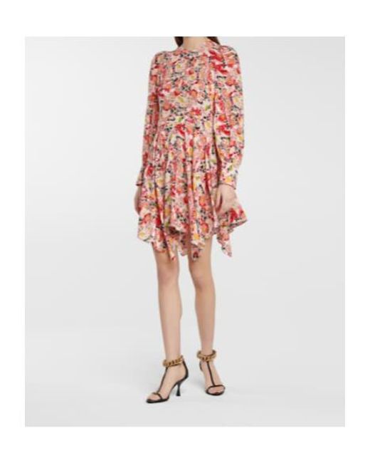 Stella McCartney Red Felicity Floral Silk Minidress