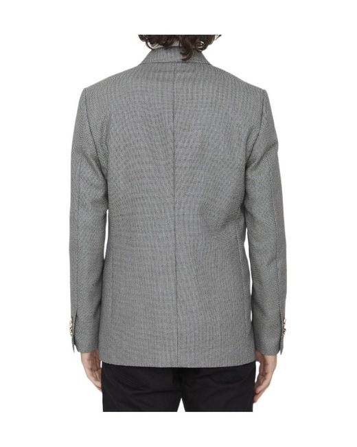 Lardini Gray Double-Breasted Wool Jacket for men