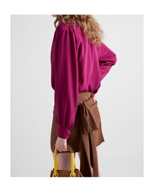 Prada Crepe De Chine Draped Mini Skirt in Brown | Lyst