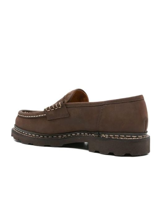 Paraboot Brown Leather Penny Loafers for men