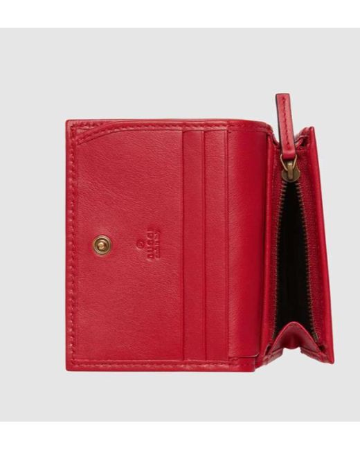Gucci Red Gg Marmont Card Case