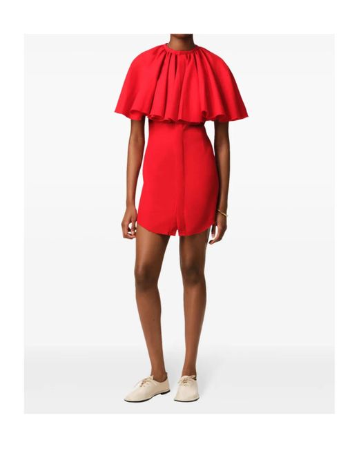 AMI Red Ami Ruffled Mini Dress