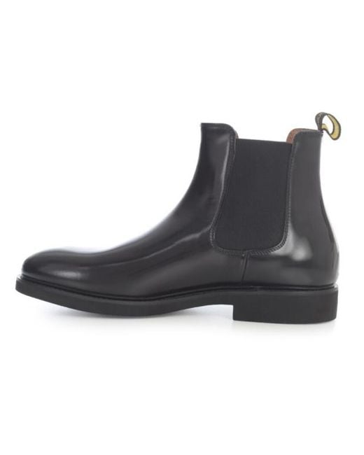 Doucal's Black Round Toe Slip-On Chelsea Boots for men
