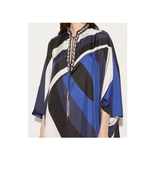 Emilio Pucci Blue Iride-Print Kaftann
