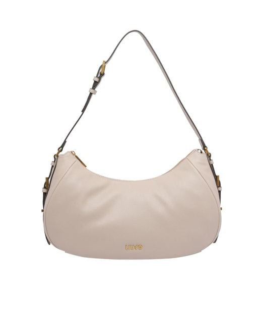 Liu Jo Gray Logo Lettering Medium Hobo Bag