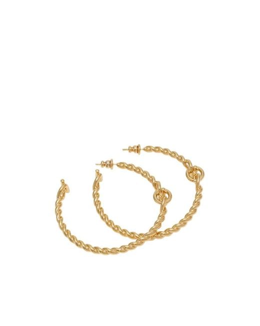 Ferragamo Metallic Ferragamo Twisted Chain Gancini Hoop Earrings