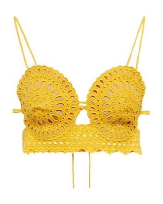 Stella McCartney Yellow Broderie Anglaise Crop Top