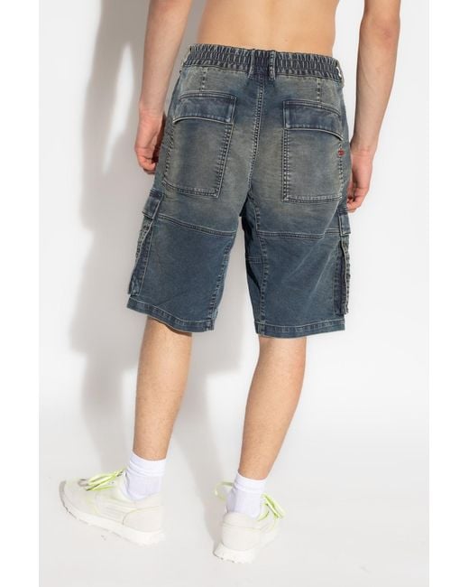 DIESEL Gray Patch-Pockets Denim Shorts for men