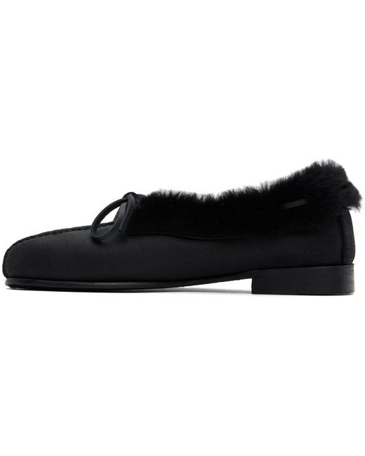 Hereu Black Fur-Trimmed Leather Loafers