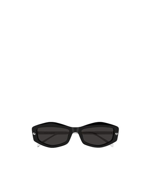 McQueen Black Eyewear Rectangular Frame Sunglasses