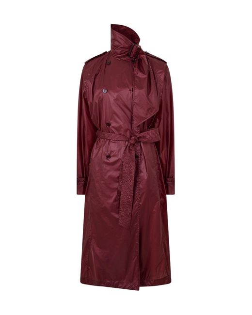 Saint Laurent Red Solid Color Trench Coat