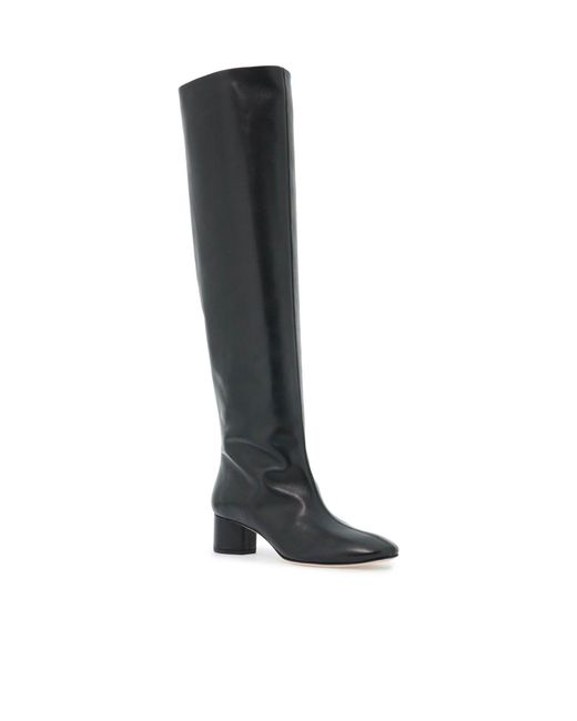 Aeyde Black Willa Round Toe Block Heel Boots