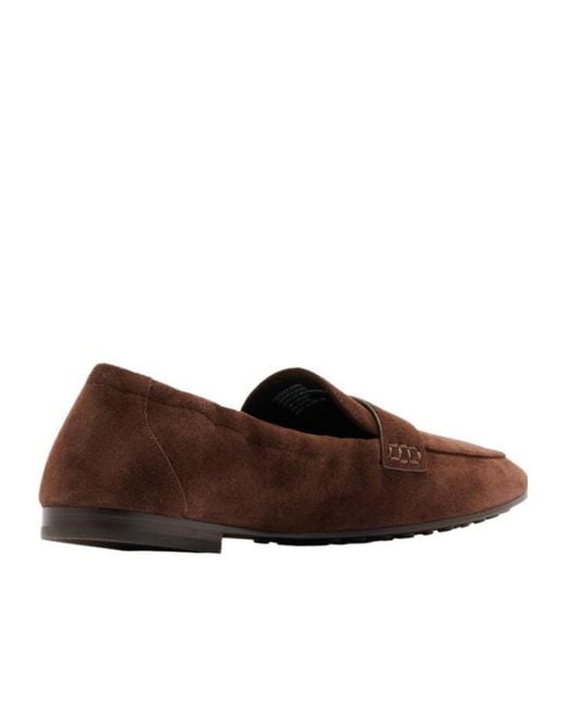 Tory Burch Brown Ballet Loafer Shoes, Suede