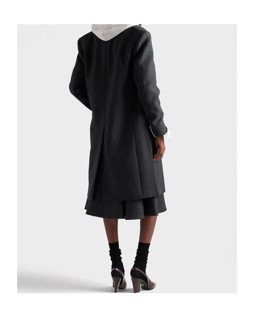 Prada Black Double Wool Midi-Skirt