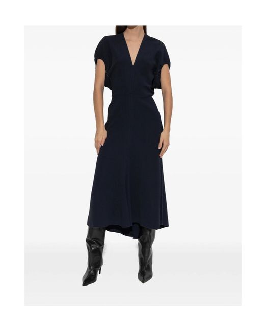 Victoria Beckham Blue Crepe Midi Dress