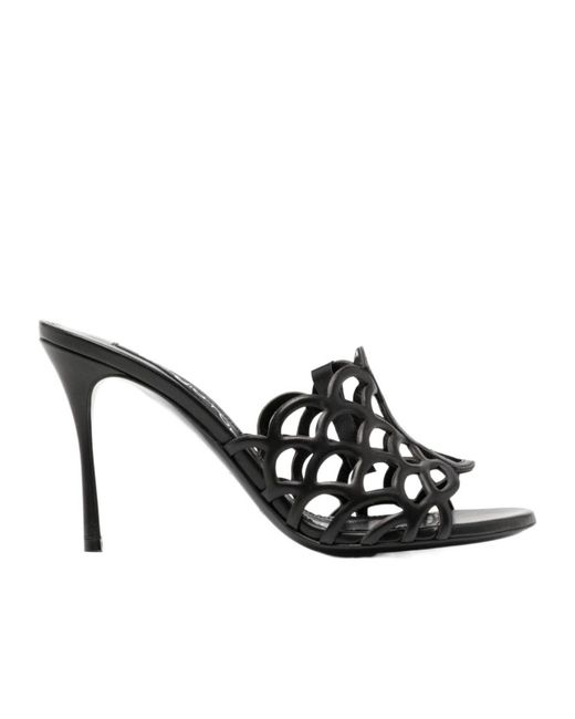 Sergio Rossi Black Open-Toed Heels