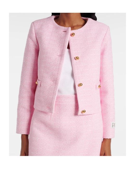 Patou Pink Tweed Button-Down Casual Jacket