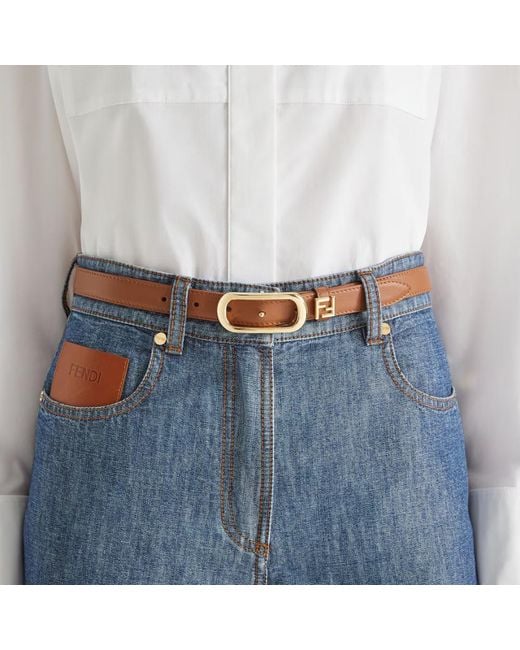Fendi White Ff Thin Oval-Buckle Belt