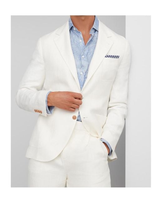 Brunello Cucinelli White Single-Breasted Tailored Blazer for men