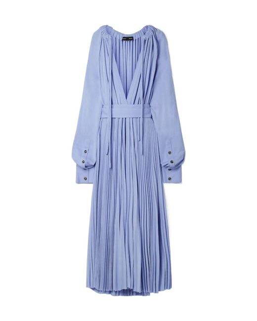 Proenza Schouler Blue Lace-Up Pleated Dress