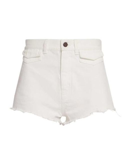 Chloé White High-Waisted Shorts With Frayed Hem