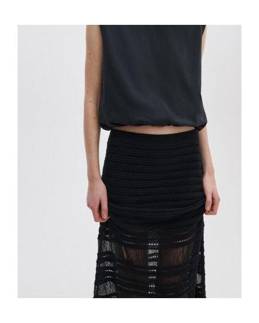 Rag & Bone Black Ribbed Midi Skirt