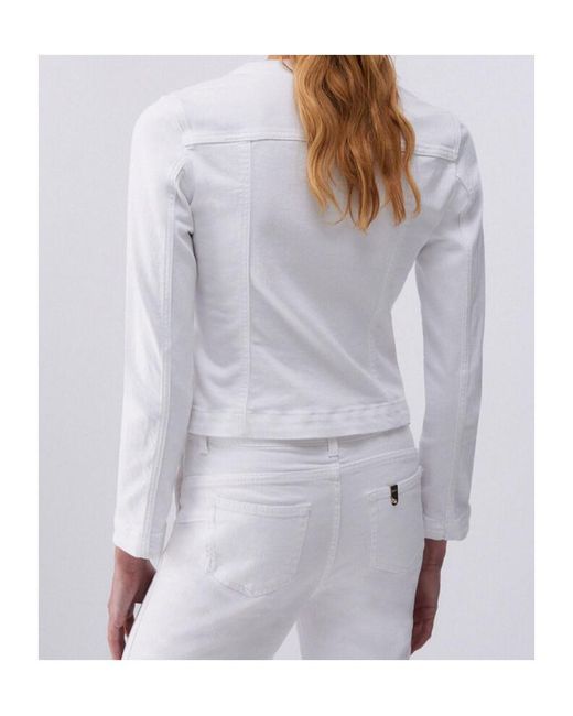 Liu Jo White Buttoned Crewneck Denim Jacket