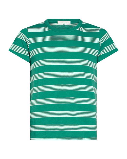 Rag & Bone Green Striped Printed Tshirt