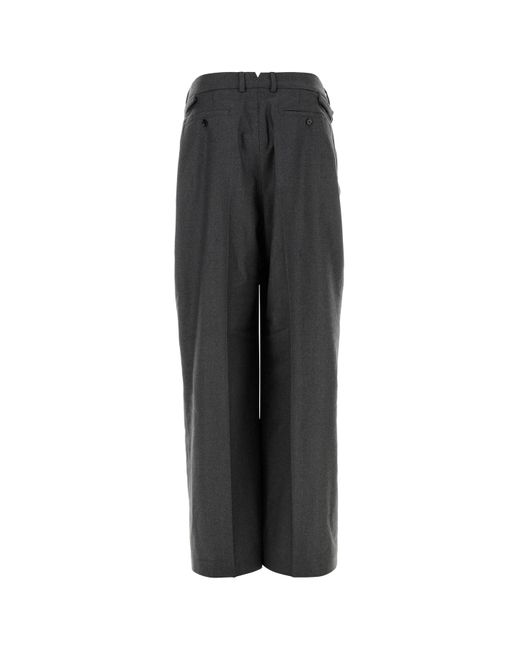 AMI Gray Pleated Wide Leg Pants for men
