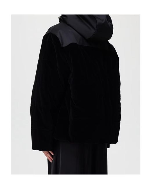 Fabiana Filippi Black Hooded Padded Velvet Jacket