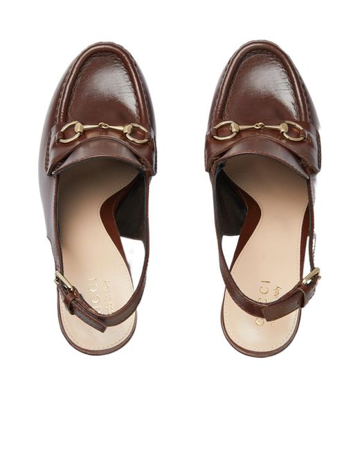 Gucci Brown Horsebit Platform Loafer Slingback