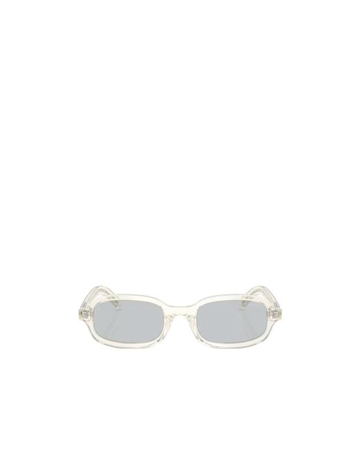 Prada White Eyewear Oval Frame Sunglasses