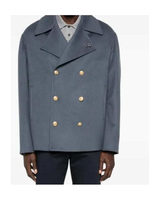 Lardini Blue Double-Breasted Coat for men