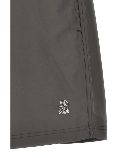 Brunello Cucinelli Gray Drawstring Swim Shorts for men