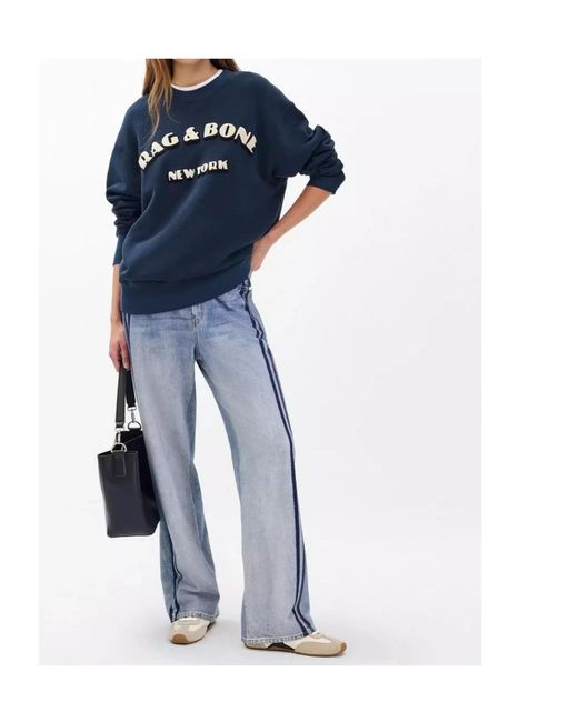 Rag & Bone Blue Side-Stripe Trousers