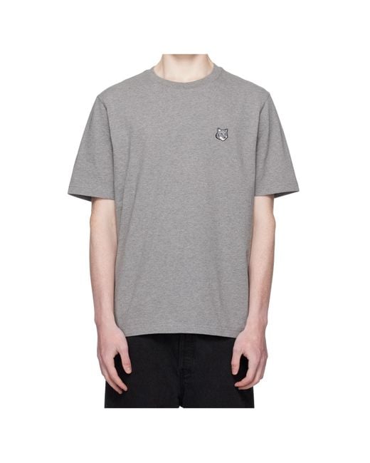 Maison Kitsuné Gray Maison Kitsuné Fox Head Comfort T-Shirt for men