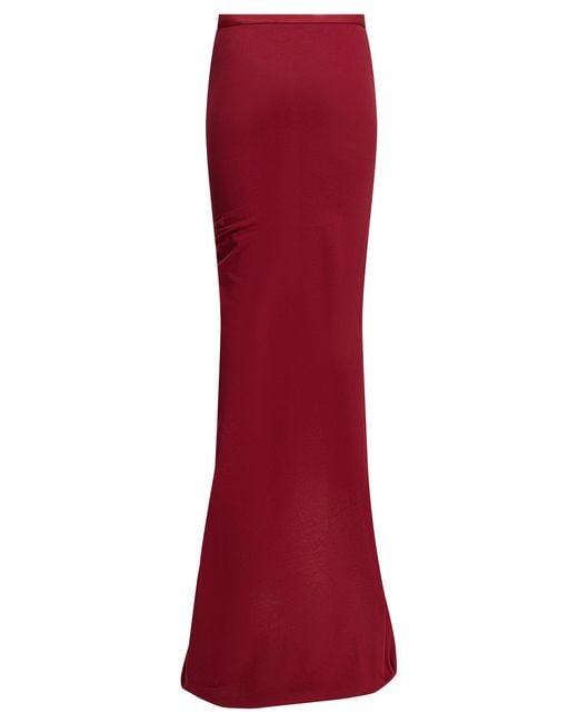 Rick Owens Red Moncler Appliquéd Cotton-Jersey Maxi Skirt