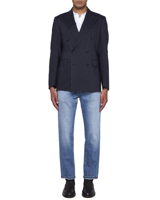 Tagliatore Blue Long Sleeved Double Breasted Jacket for men