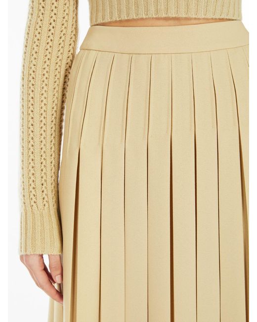 Max Mara Natural Luisa Pleated A-Line Skirt