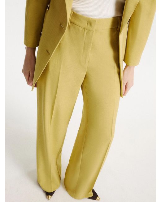 Marella Yellow Pleated Casual Trousers