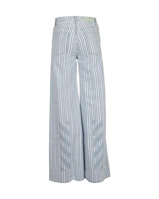Off-White c/o Virgil Abloh Blue Striped Wide Leg Jeans