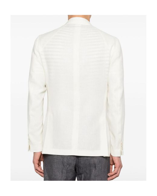Lardini White Double-Breasted Suit Jacket for men