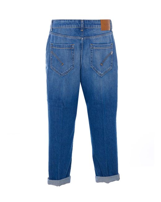 Dondup Blue Koon Button-Detailed Logo Patch Jeans