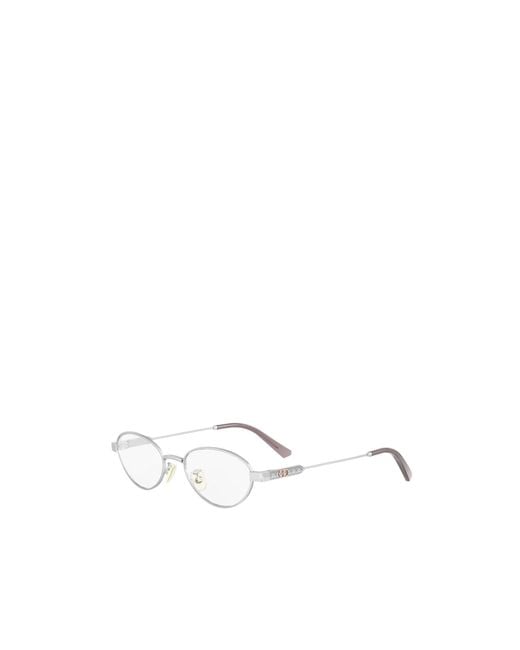 Dior White Eyewear Oval Frame Glasses