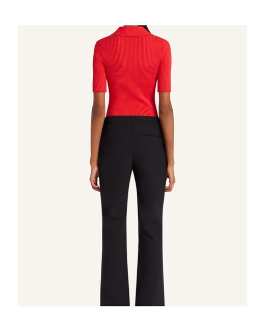 Courreges Red Courrèges Iconic Ribbed-Knit Polo Shirt