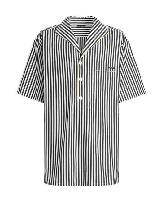 Dolce & Gabbana Gray Striped Poplin Shirt for men
