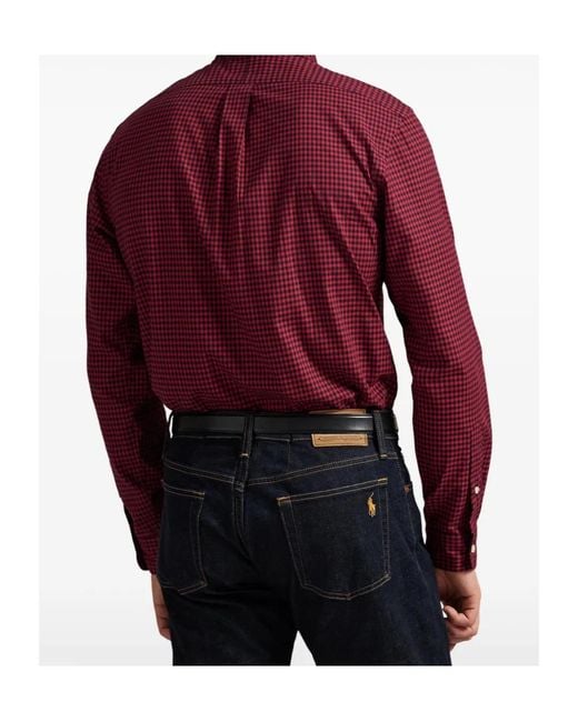 Polo Ralph Lauren Red Gingham-Check Long-Sleeve Shirt for men